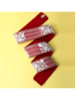 Modarta By Kamakshi - Embroidered Maroon Red White Waist Belt