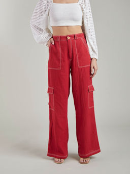 Style Island - Aalya Straight Red Pants
