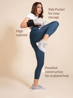 Nykd by Nykaa - Nykd All Day High Rise Classic Pannelled Leggings - NYK100 French Navy