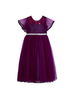 Hopscotch - Burgundy Beads Embellished Dress
