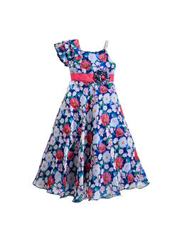 Hopscotch - Blue Floral Applique Dress