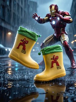 Yellow Bee - Yellow Marvel Iron Man Rain Boots
