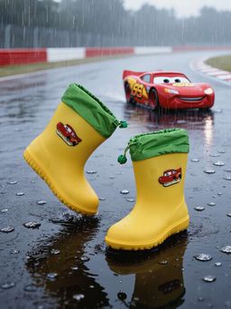 Yellow Bee - Yellow Disney Cars Lightning Mcqueen Rain Boots