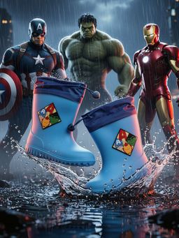Yellow Bee - Blue Avengers Rain Boots