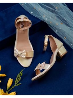 Tiny Bugs - Cream Bow Applique Party Wear Block Heels