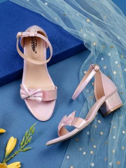 Tiny Bugs - Purple Bow Applique Party Wear Block Heels