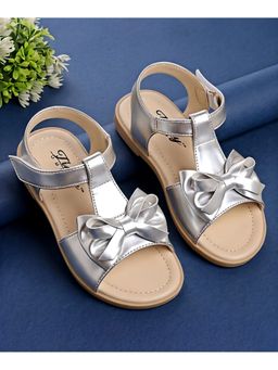 Tiny Bugs - Silver Girls Bow Embellished Sandals