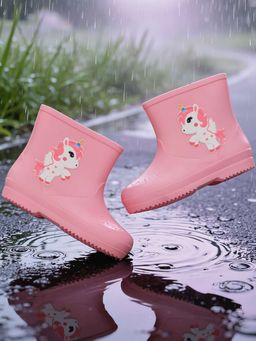Yellow Bee - Pink Charming Waterproof Magical Unicorn Design Rain Boots