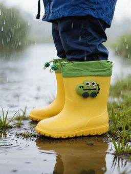 Yellow Bee - Yellow Playful Waterproof Cute Crocodile Theme Rain Boots