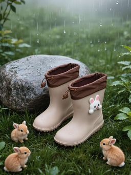 Yellow Bee - Beige Adorable Bunny Rain Boots