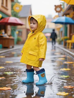 Yellow Bee - Blue Adorable Bear Rotating Charm Waterproof Rain Boots