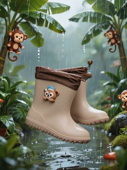 Yellow Bee - Beige Charming Teddy Waterproof Rain Boots