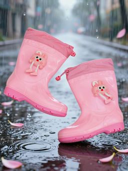 Yellow Bee - Pink Adorable Bunny with Hanging Legs Design Rain Boots