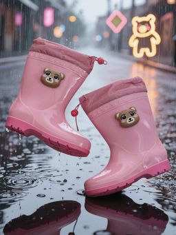 Yellow Bee - Pink Cute Bear Waterproof Rain Boots