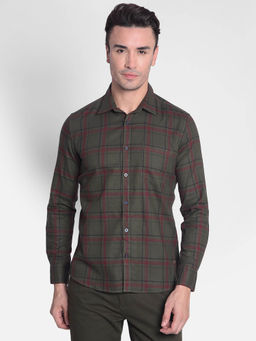 CRIMSOUNE CLUB - Men's Olive Checked Shirt