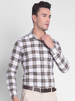 CRIMSOUNE CLUB - Men's Brown Checked Shirt