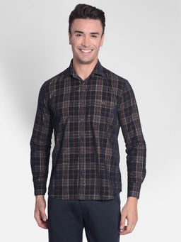 CRIMSOUNE CLUB - Men's Brown Checked Shirt