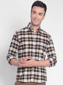 CRIMSOUNE CLUB - Men's Brown Checked Shirt