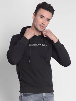 CRIMSOUNE CLUB - Men's Black Printed Hooded Sweat-Shirt