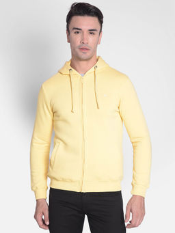 CRIMSOUNE CLUB - Men's Yellow Hooded Front-Open Sweat-Shirt
