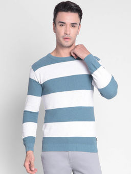 CRIMSOUNE CLUB - Men's Blue Striped Sweater