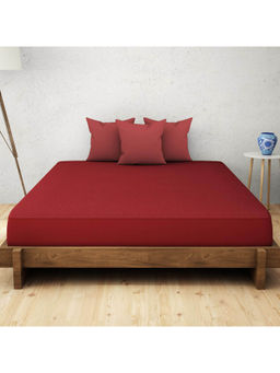 Welspun - Welprotect Solid King Mattress Protector Soft, Durable & Allergen Safe Maroon