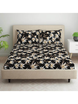 Welspun - Dazzle Microfiber Floral Print Double Bedsheet with 2 Pillow Covers White