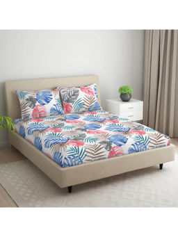 Welspun - Dazzle Microfiber Floral Print Double Bedsheet with 2 Pillow Covers Pink