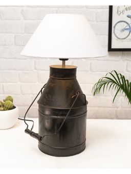Homesake - Rustic Milk Can Table Lamp White Cone