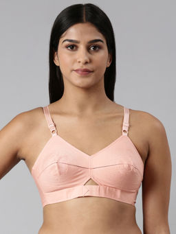 BLOSSOM - Peach Double Layered Round Stitch Bra