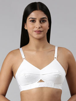 BLOSSOM - White Double Layered Round Stitch Bra