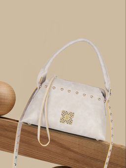 EUME - Timeless Collection - Rose ,Vegan Leather Women Handbag - Off White (S)