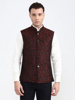 Wyre - Men Black Printed Nehru Jacket