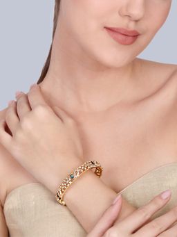 Estele - White CZ Accents Gold Finish Peacock Bangle