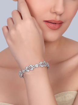 Estele - White CZ Stones Rhodium Peacock Bangle