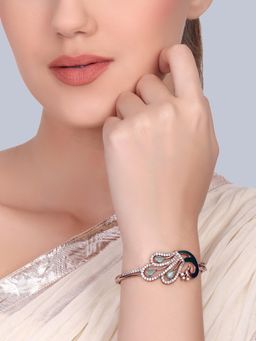 Estele - Green Rose Gold Peacock Mint CZ Kada