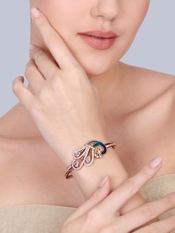 Estele - Rose Gold Peacock White CZ Kada