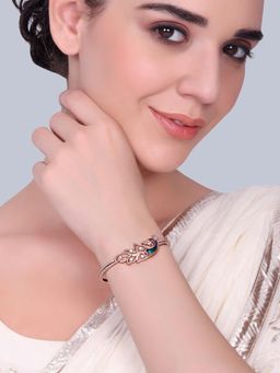 Estele - Rose Gold Peacock CZ Stones Kada