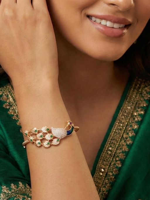 Estele Rose Gold Peacock White CZ Kada