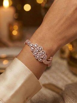 Estele - Rose Gold Peacock White CZ Kada