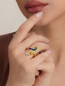 Estele - Gold Peacock White CZ Ring