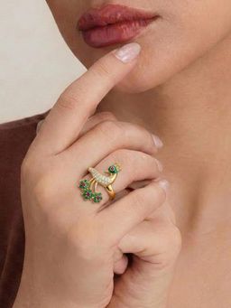 Estele - Gold Peacock Multi-Color CZ Ring