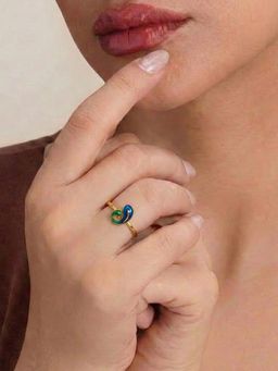 Estele - Gold Peacock Enamel Multi-Color Ring