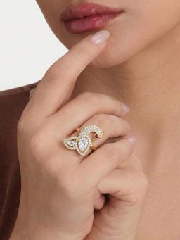 Estele - Gold Peacock White CZ Ring