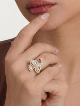 Estele - Gold Peacock White CZ Ring