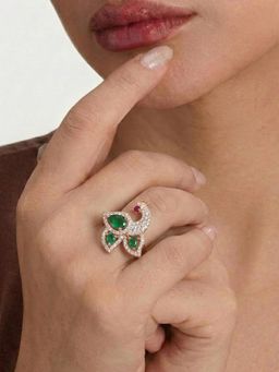 Estele - Rose Gold Peacock Green CZ Ring
