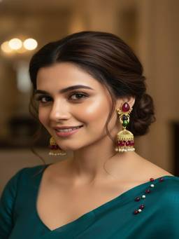 PANASH - Multi-Color Gold Plated Artificial Stones Peacock Shaped Jhumkas