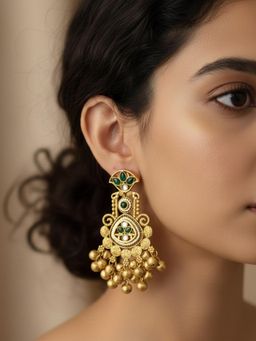 PANASH - Green Geometric Dangler Earrings