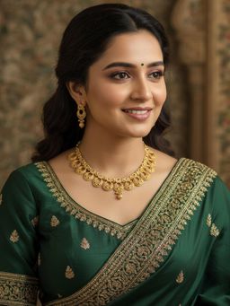 PANASH - Gold-Plated Multi-Color Stones Necklace with Earrings