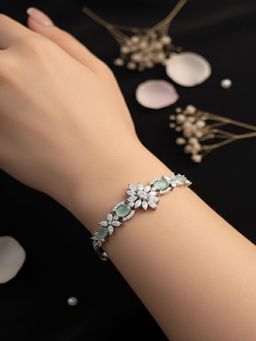 PANASH - Brass Multi-Color American Diamond Silver-Plated Bracelet